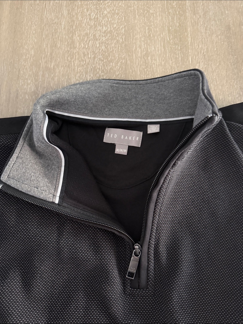Ted Baker Black & Gray Textured Quarter-Zip Pullover